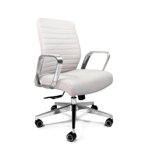 Sillón Directivo Mallorca respaldo bajo en piel color crema – AH Diseños