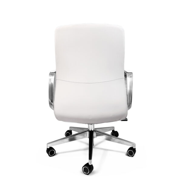 Vista posterior del Sillón Directivo Mallorca respaldo bajo en piel crema – AH Diseños
