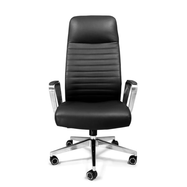 “Sillón Directivo Mallorca respaldo alto en piel negra – AH Diseños”