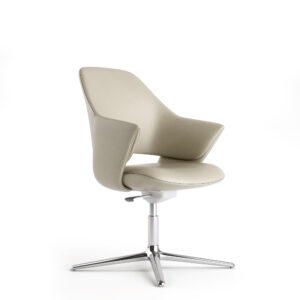 Silla de visita Stark en vinil off white con base de aluminio