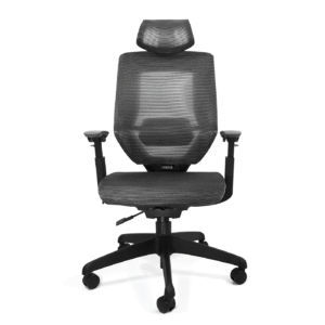 Sillón Directivo Ucrania con cabecera ergonómico en malla gris