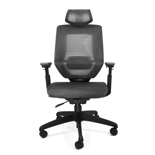 Sillón Directivo Ucrania con cabecera ergonómico en malla gris